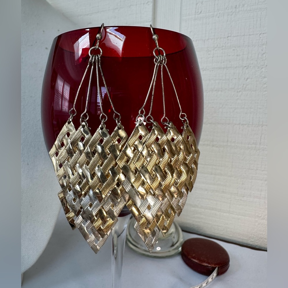 Early 80’s silver and goldtone long dangle articulated earrings